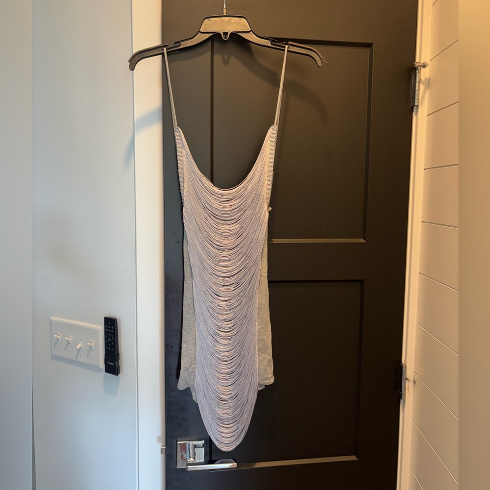 Revolve Jaded London Lavinia Backless Fringe Mini Dress Silver Steel XS NWT NEW - Picture 10 of 16